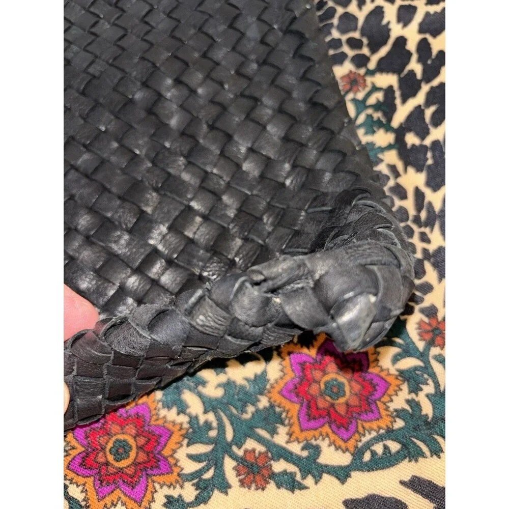 Massimo Palomba Hand Made Italian Black Woven Leather Clutch